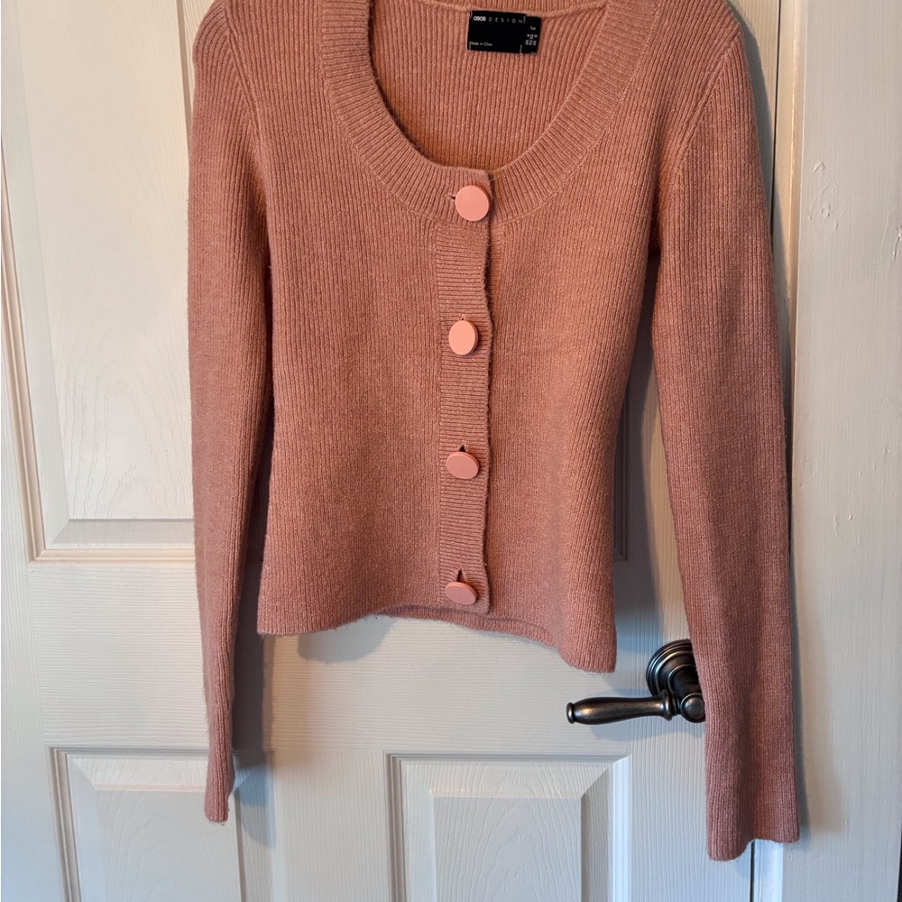 ASOS Dusty Rose Button-Front Knit Cardigan